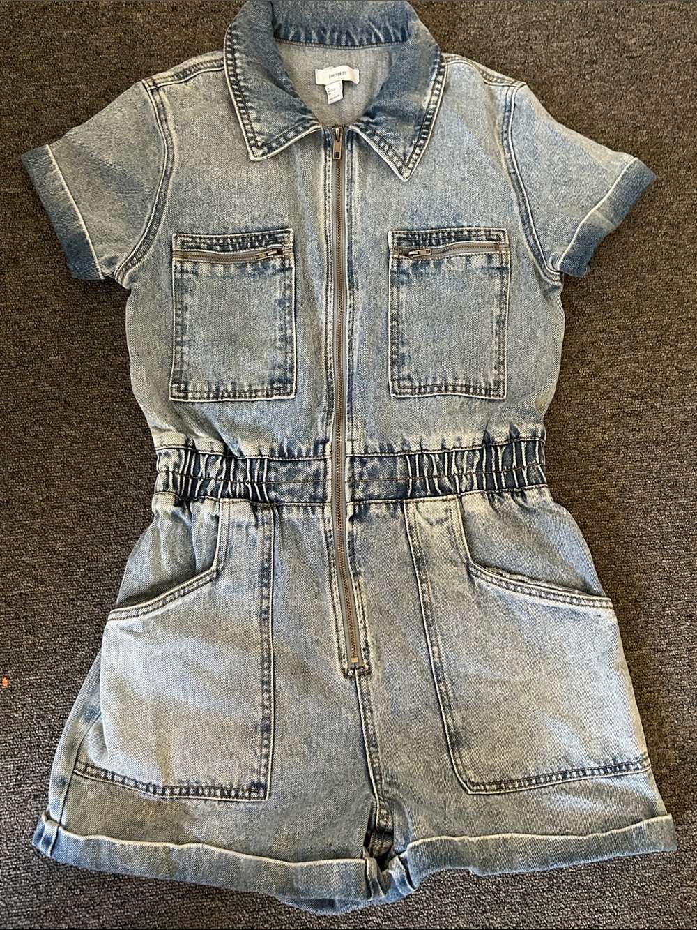 Forever 21 Light Blue Denim Zip Jacket